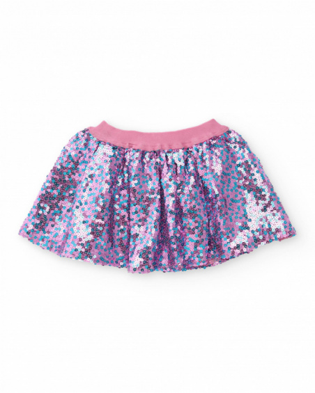 Pink sequin skirt for girls with multicolor shine