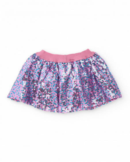 Pink sequin skirt for girls with multicolor shine