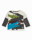 Long-sleeved T-shirt for boy in ecru with crocodile print Long-sleeved T-shirt for boy in ecru with crocodile print