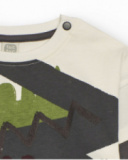 Long-sleeved T-shirt for boy in ecru with crocodile print Long-sleeved T-shirt for boy in ecru with crocodile print