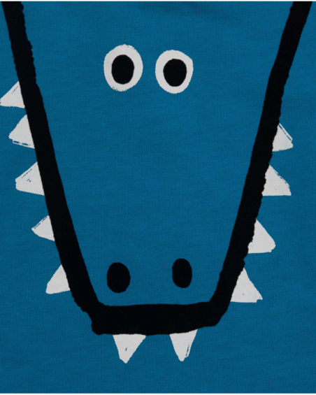 Long-sleeved T-shirt for boys in blue with crocodile design