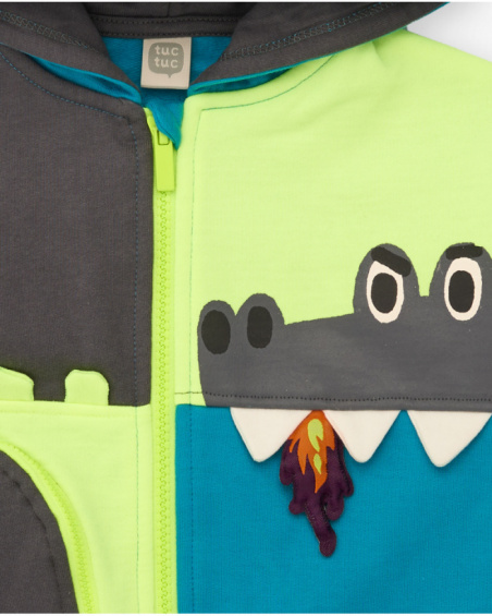 Sweatshirt and long pants set for boy in blue and grey with dragon design