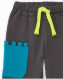Long fleece trousers for boy in grey with decorative blue pocket Long fleece trousers for boy in grey with decorative blue pocket