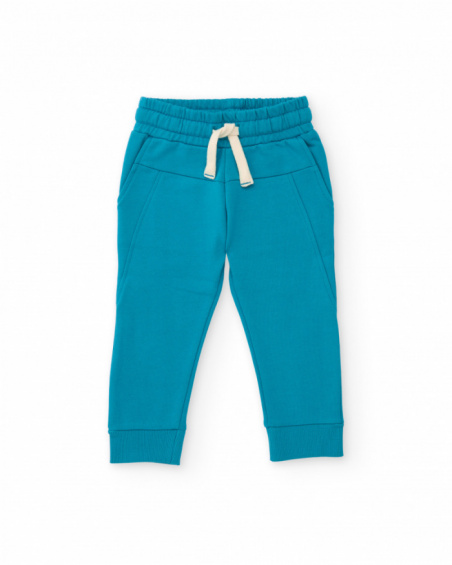 Boy’s fleece pants in blue with elastic waistband