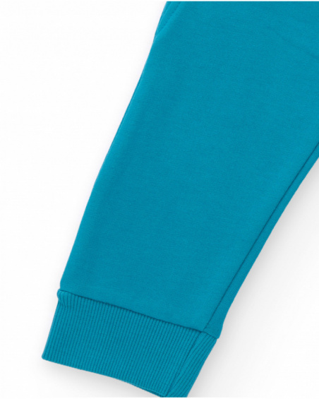 Boy’s fleece pants in blue with elastic waistband