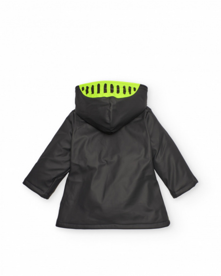 Boy’s black raincoat with hood and knight print