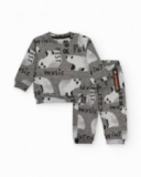 Boy’s set with sweatshirt and pants in gray with polar bear print. Boy’s set with sweatshirt and pants in gray with polar bear print.