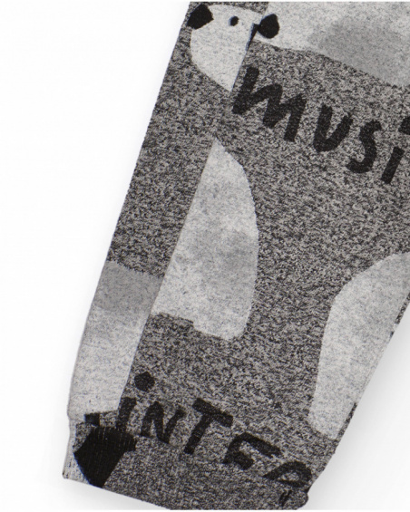 Grey jogger pants for boys with polar bear print