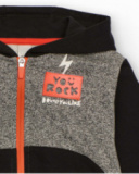 Hoodie for boys in heather gray with black and red details Hoodie for boys in heather gray with black and red details