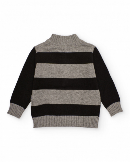 Knit sweater for boys with stripes and zipper. Knit sweater for boys with stripes and zipper.