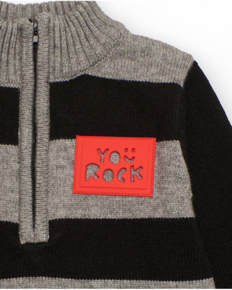 Knit sweater for boys with stripes and zipper. Knit sweater for boys with stripes and zipper.