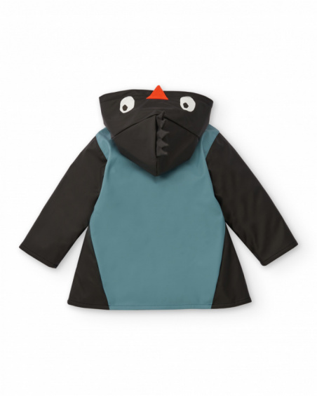Raincoat for boys with guitar design and monster hood.