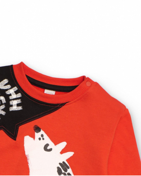 Orange sweatshirt for boys with howling wolf
