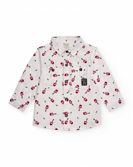 White shirt for boys with guitar print.