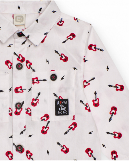 White shirt for boys with guitar print.
