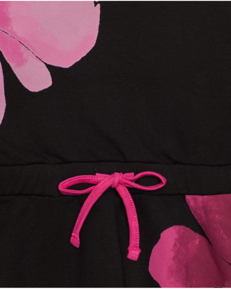 Black dress for girls with fuchsia flowers Black dress for girls with fuchsia flowers