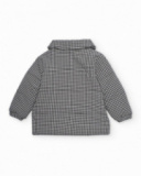 Black gingham padded coat for girls with heart detail Black gingham padded coat for girls with heart detail