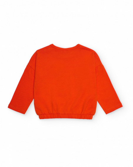 Orange sweatshirt for girls with floral heart print Orange sweatshirt for girls with floral heart print