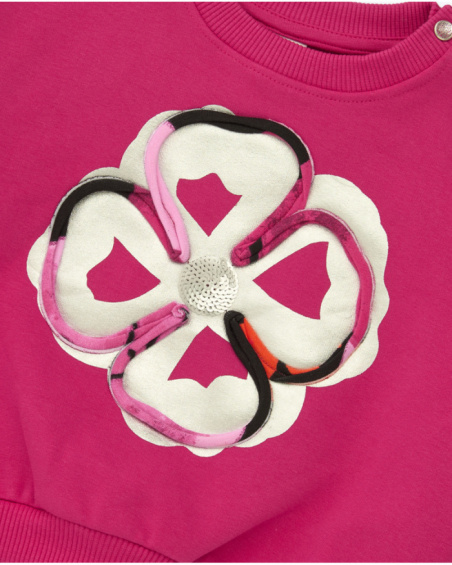 Girls' set with fuchsia sweatshirt and floral leggings Girls' set with fuchsia sweatshirt and floral leggings