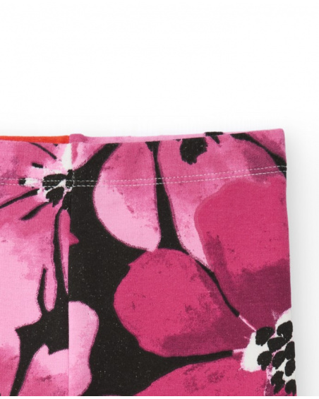 Girls’ floral leggings in fuchsia and red tones Girls’ floral leggings in fuchsia and red tones