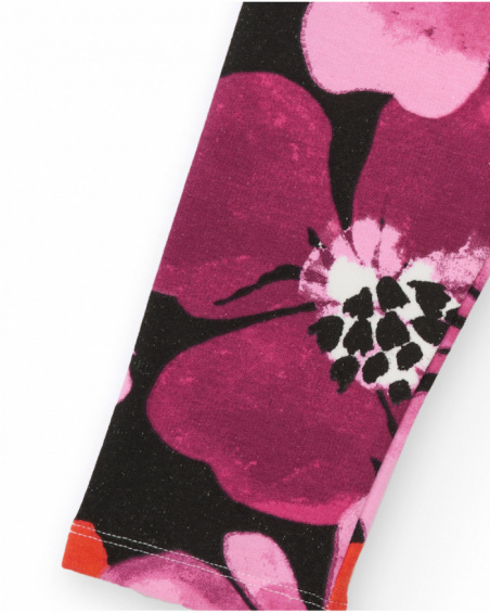Girls’ floral leggings in fuchsia and red tones Girls’ floral leggings in fuchsia and red tones