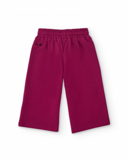 Wide-leg fuchsia pants for girls with glitter bow Wide-leg fuchsia pants for girls with glitter bow