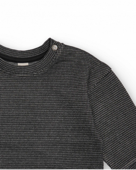 Girls’ black gingham sweatshirt with straight cut