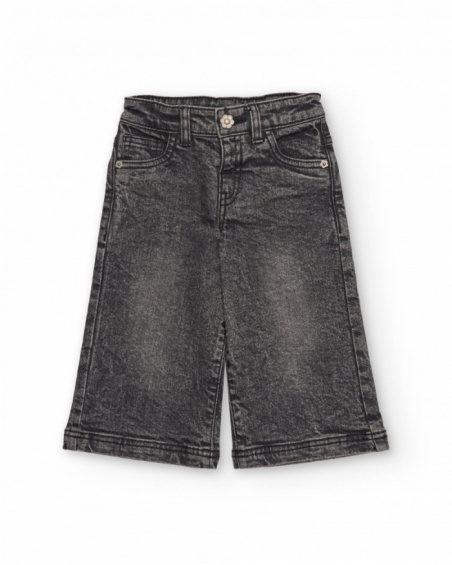 Girls’ long denim trousers in washed grey Girls’ long denim trousers in washed grey