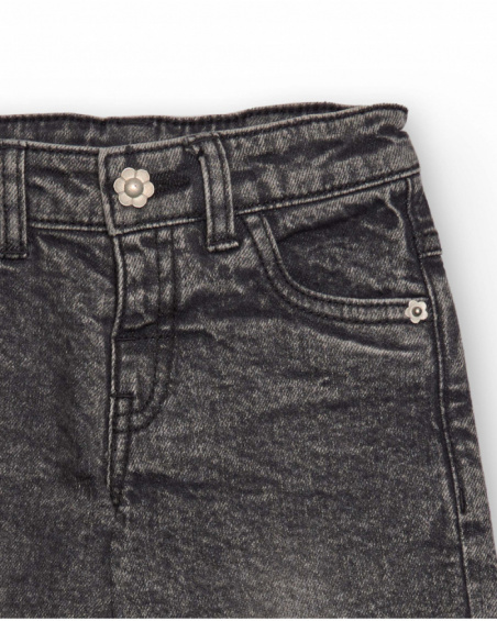 Girls’ long denim trousers in washed grey Girls’ long denim trousers in washed grey