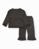 Grey knit set for girl with heart details Grey knit set for girl with heart details
