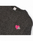 Grey knit set for girl with heart details Grey knit set for girl with heart details