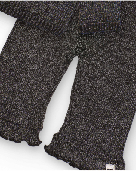 Grey knit set for girl with heart details Grey knit set for girl with heart details