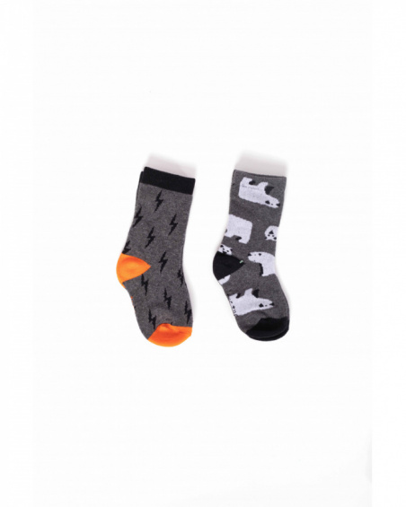 Boys’ grey sock pack with lightning and bear print Boys’ grey sock pack with lightning and bear print