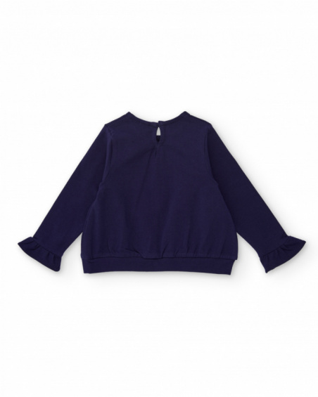 Navy blue girl’s sweatshirt with floral print Navy blue girl’s sweatshirt with floral print