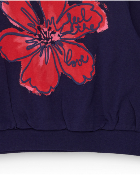 Navy blue girl’s sweatshirt with floral print Navy blue girl’s sweatshirt with floral print
