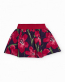 Girl’s skirt with floral print in fuchsia and green tones Girl’s skirt with floral print in fuchsia and green tones