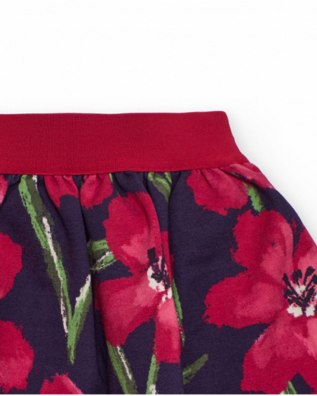 Girl’s skirt with floral print in fuchsia and green tones Girl’s skirt with floral print in fuchsia and green tones