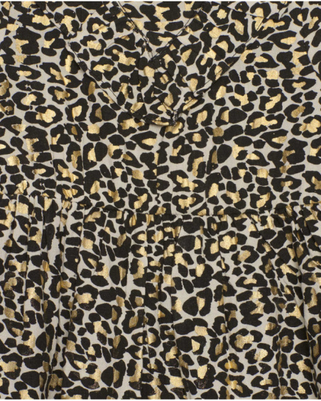 Girls’ dress with animal print in earthy tones
