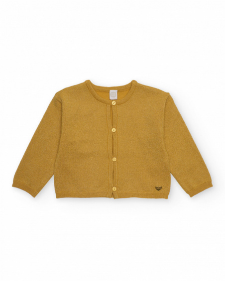 Girl’s cardigan in shiny golden knit Girl’s cardigan in shiny golden knit