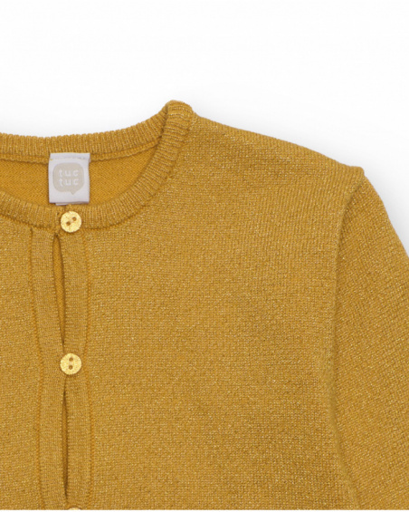 Girl’s cardigan in shiny golden knit Girl’s cardigan in shiny golden knit