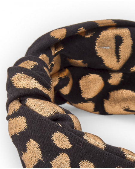 Girls' headband with gold leopard print Girls' headband with gold leopard print