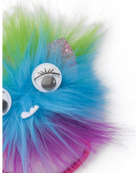 Fuchsia hair tie for girls with fantasy pom-pom. Fuchsia hair tie for girls with fantasy pom-pom.