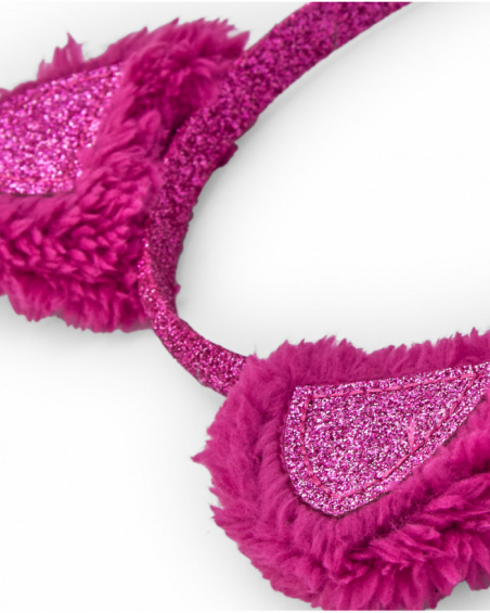 Girls' rigid headband with glitter pink ears Girls' rigid headband with glitter pink ears
