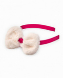 Girl's fuchsia headband with soft faux fur bow Girl's fuchsia headband with soft faux fur bow