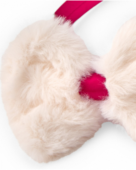 Girl's fuchsia headband with soft faux fur bow Girl's fuchsia headband with soft faux fur bow