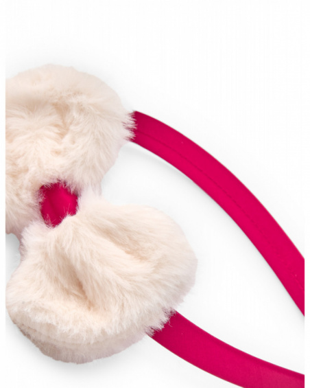 Girl's fuchsia headband with soft faux fur bow Girl's fuchsia headband with soft faux fur bow
