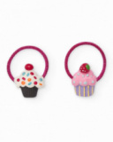 Hair ties for girls with pink cupcake decorations. Hair ties for girls with pink cupcake decorations.