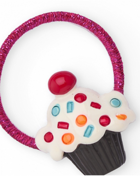 Hair ties for girls with pink cupcake decorations.