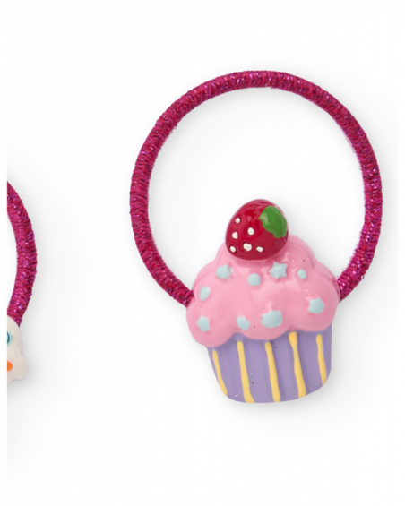 Hair ties for girls with pink cupcake decorations.