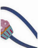 Girls’ blue headband with glitter cupcake appliqué Girls’ blue headband with glitter cupcake appliqué